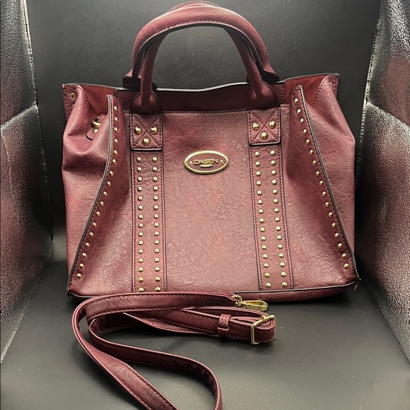 Handbags - Burgundy Studded Women's Bag